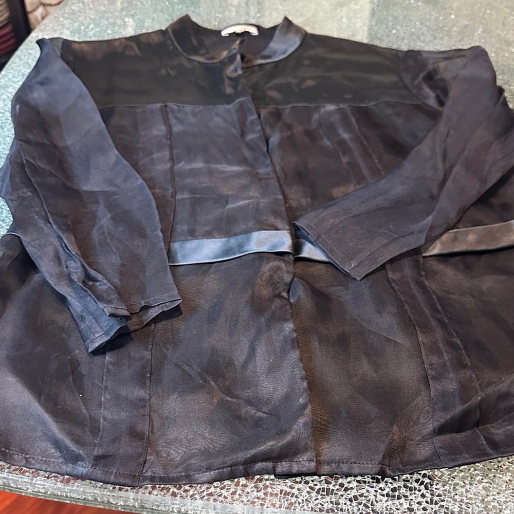 Guy Laroche Black Blouse with Satin Trim